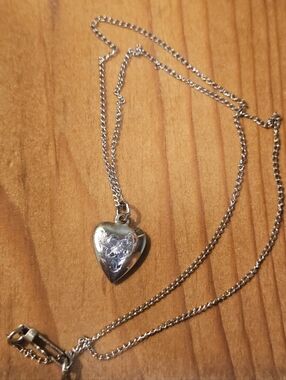 Child's Sterling Silver Puff Heart Necklace